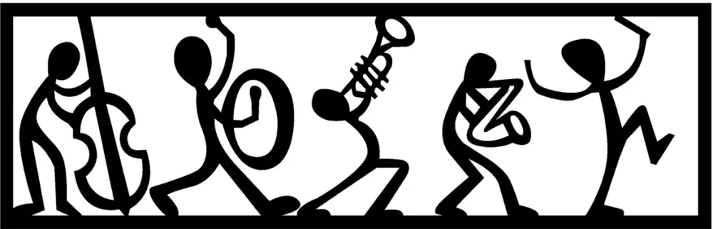 Decorațiune de perete din metal Wallity Musicians, Negru