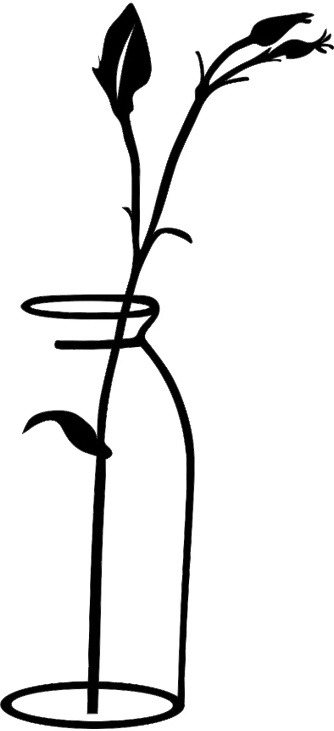 Decorațiune de perete din metal Wallity Flower In The Vase, Negru