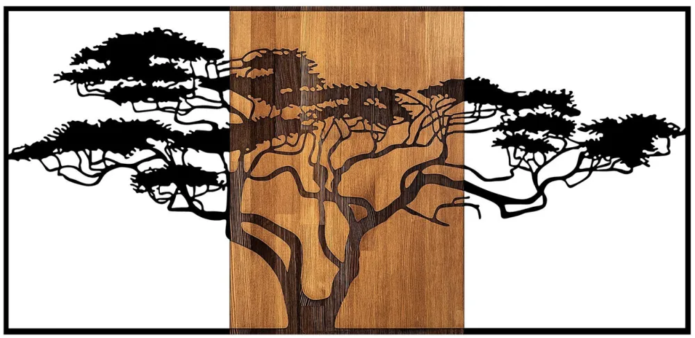 Decorațiune de perete din lemn Wallity Acacia Tree - 328, Negru / Nuc