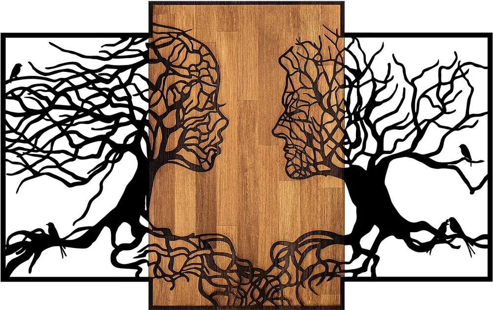 Decorațiune de perete din lemn Wallity Tree Love - 312, Negru / Nuc