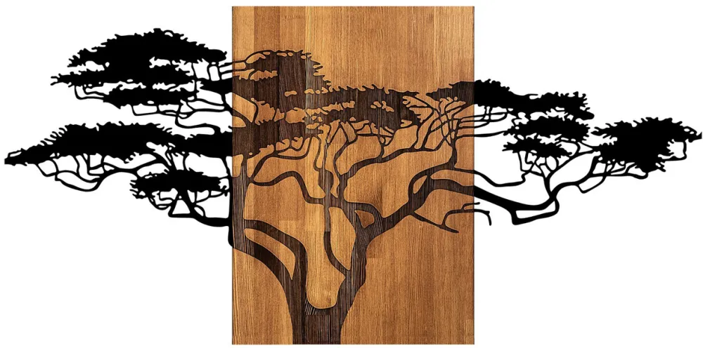 Decorațiune de perete din lemn Wallity Acacia Tree - 329, Negru / Nuc