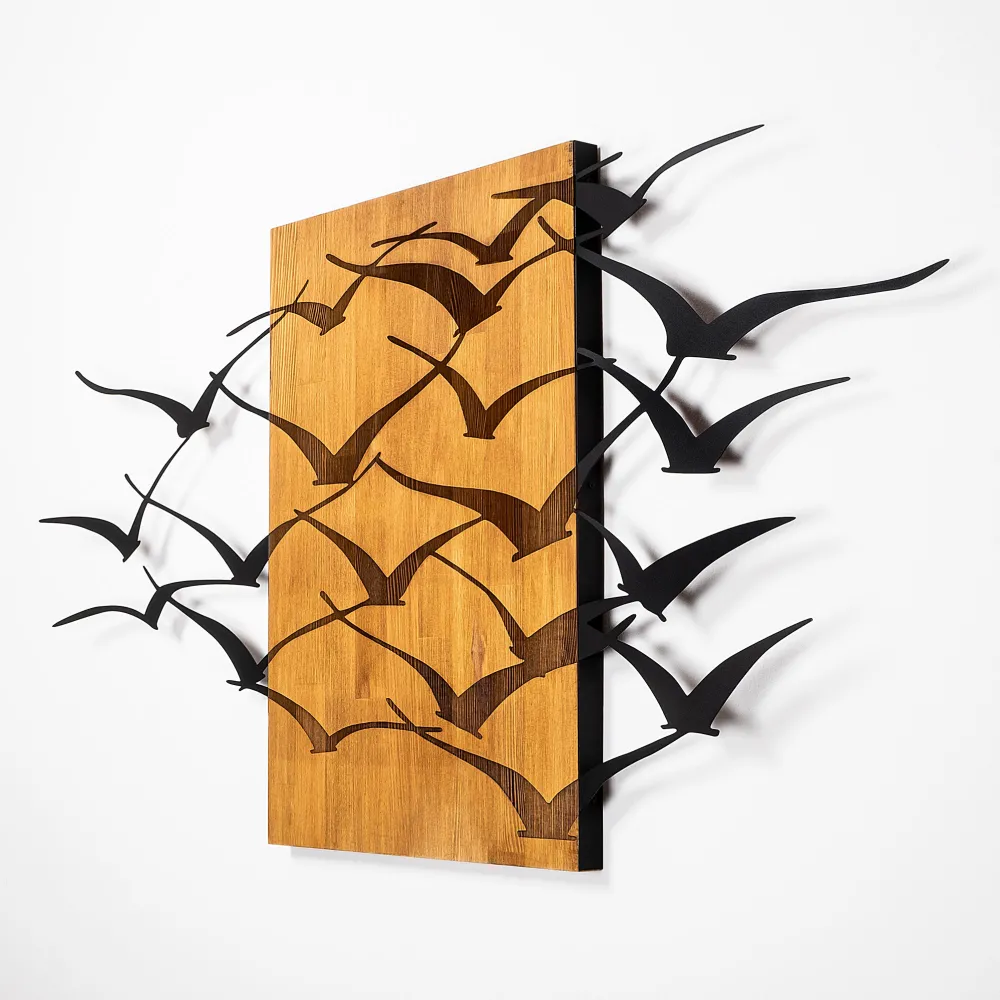 Decorațiune de perete din lemn Wallity MA-313, Nuc / Negru