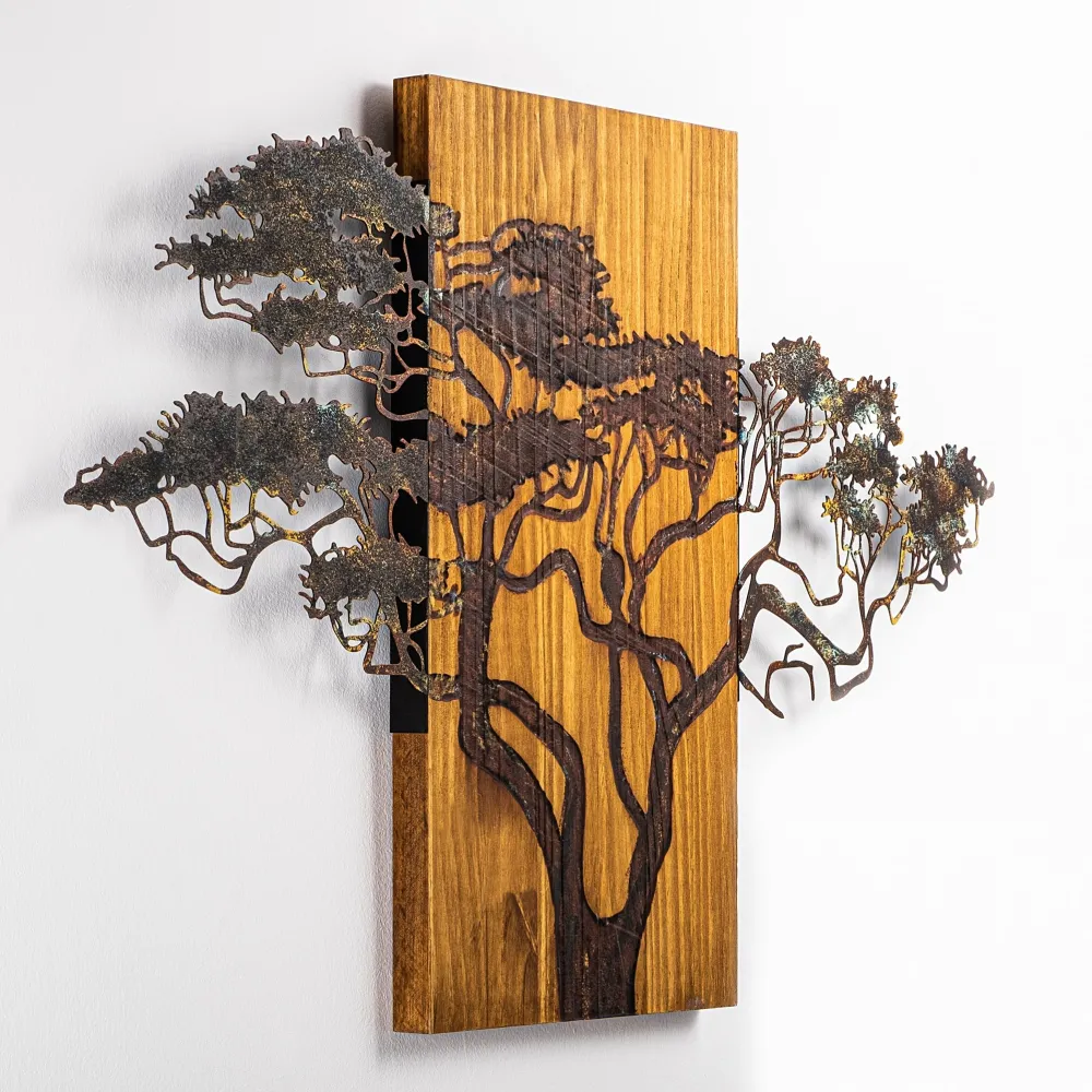 Decorațiune de perete din lemn Wallity Acacia Tree - 387-A, Multicolor