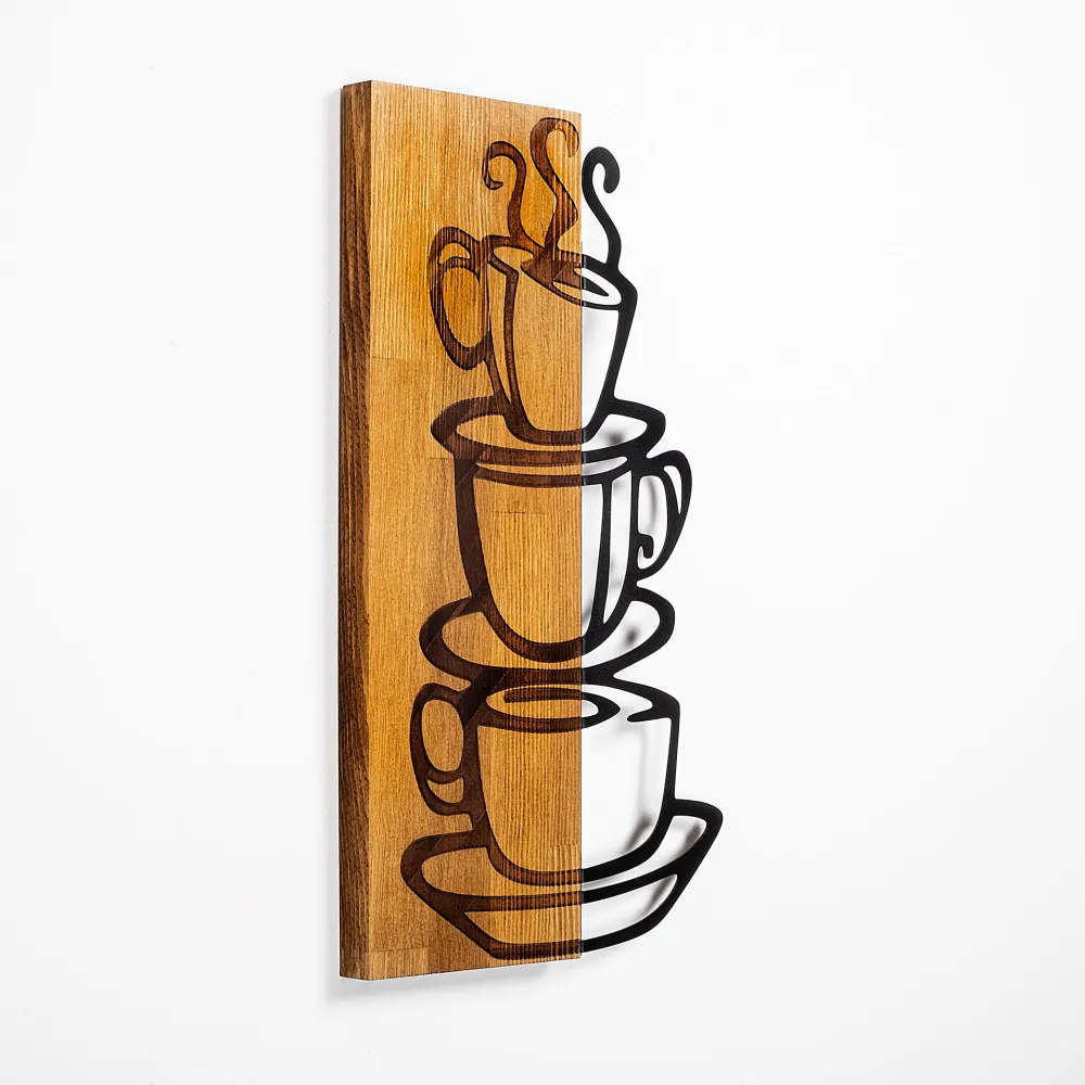 Decorațiune de perete din lemn Wallity MA-296, Nuc / Negru