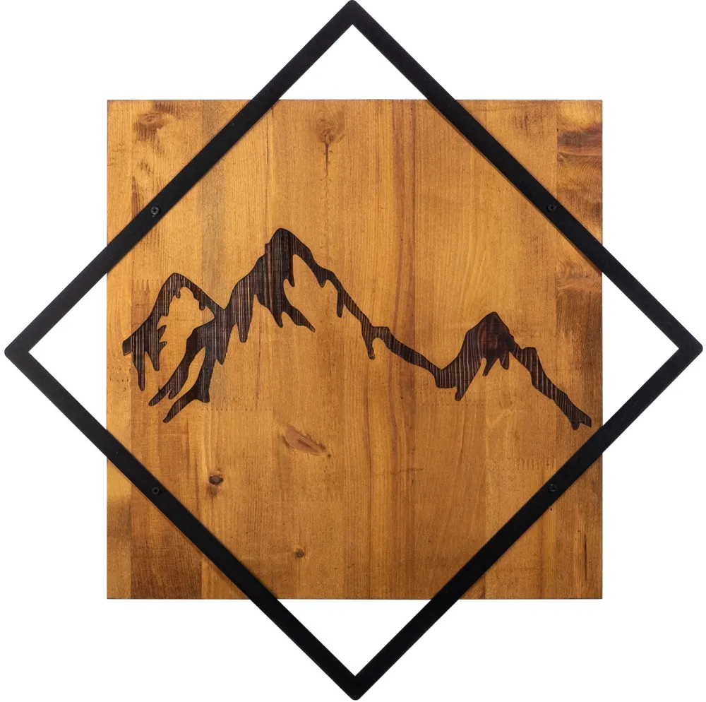 Decorațiune de perete din lemn Wallity Mountain 2, Nuc / Negru