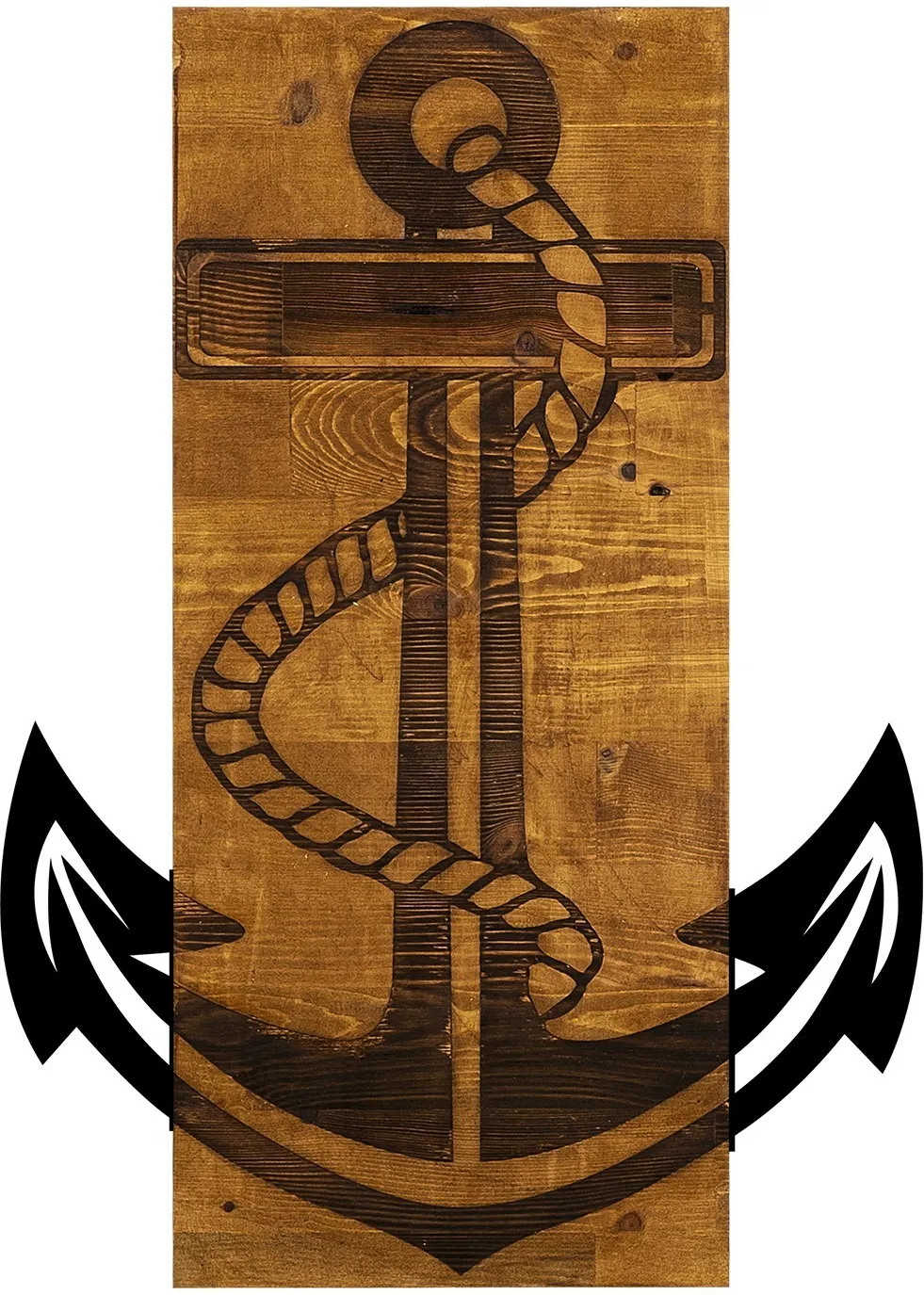 Decorațiune de perete din lemn Wallity Anchor, Nuc / Negru