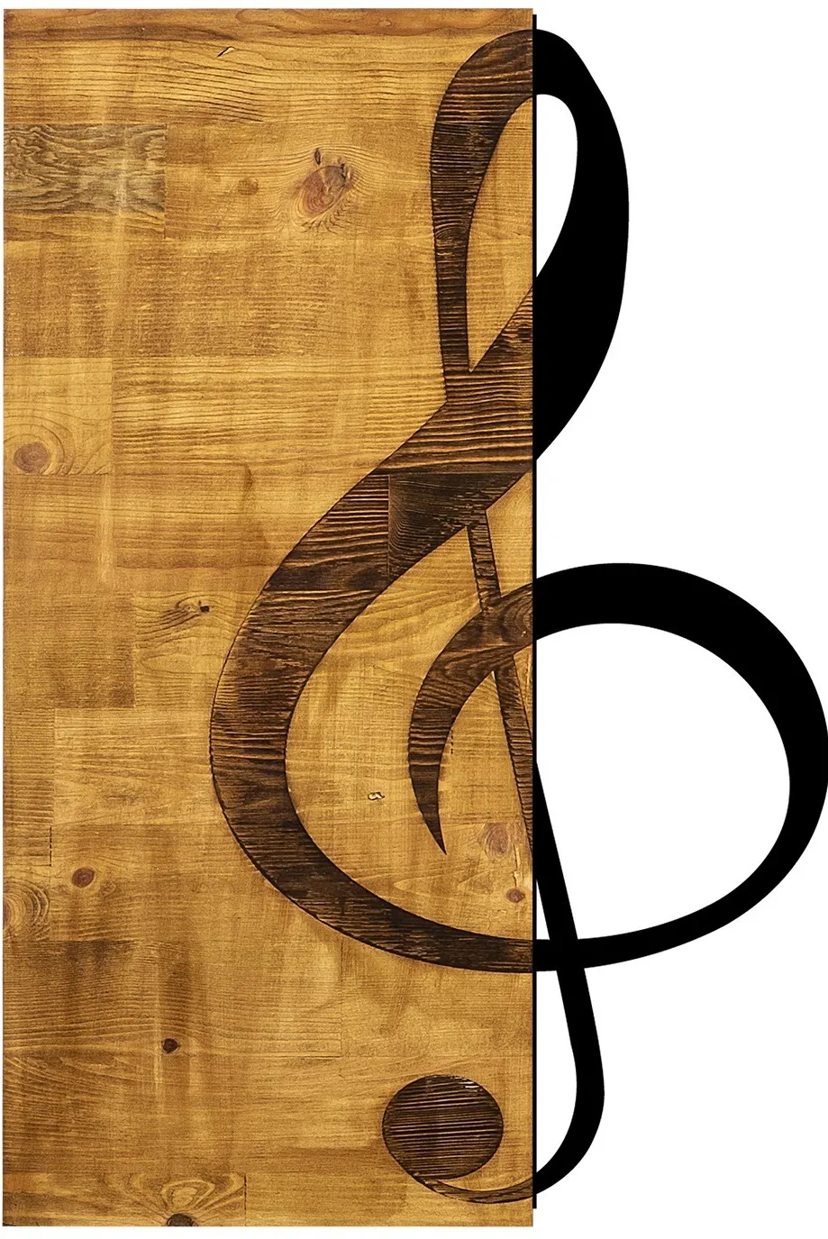Decorațiune de perete din lemn Wallity Treble Clef, Nuc / Negru