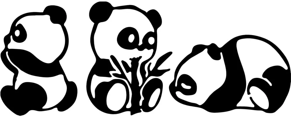 Decorațiune de perete din metal Wallity Pandas - 298, Negru