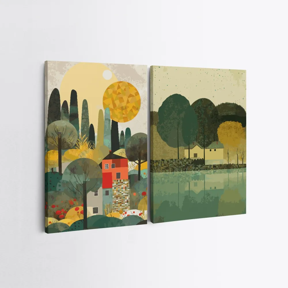 Tablou canvas (2 piese) Wallity 2KNV4339 - 50 x 70, Multicolor