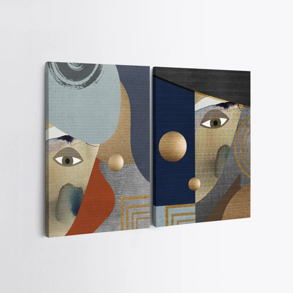 Tablou canvas (2 piese) Wallity 2KNV4335 - 50 x 70, Multicolor