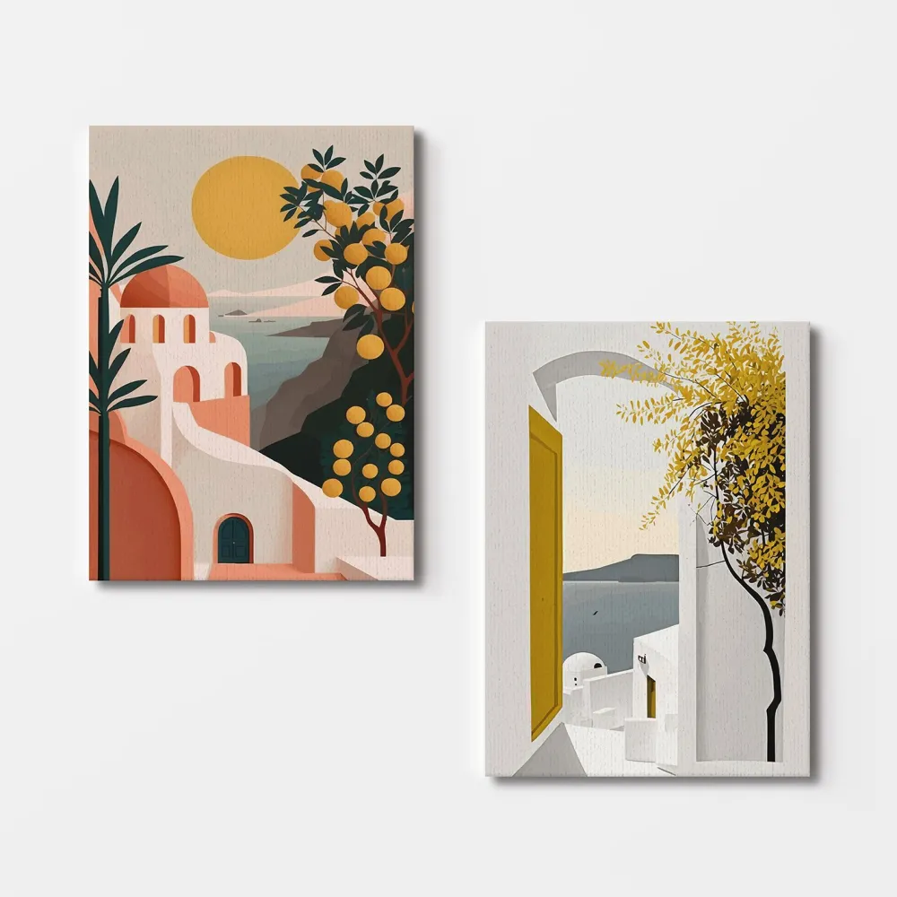 Tablou canvas (2 piese) Wallity 2KNV4328 - 50 x 70, Multicolor