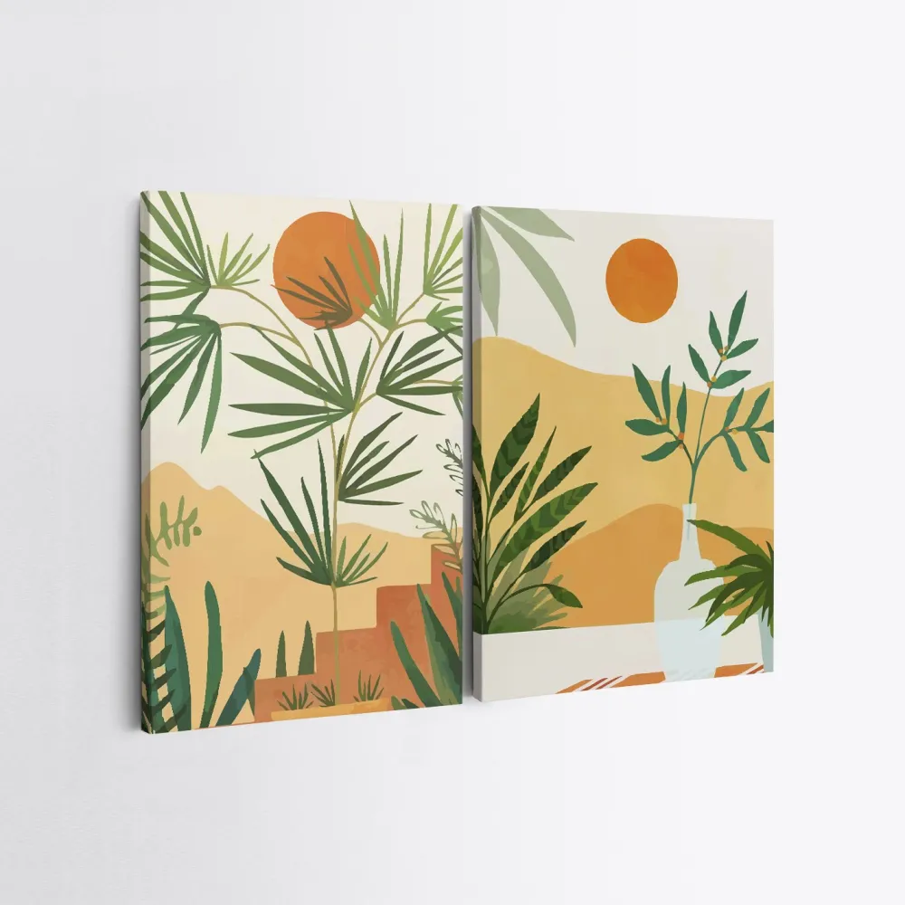 Tablou canvas (2 piese) Wallity 2KNV4315 - 50 x 70, Multicolor