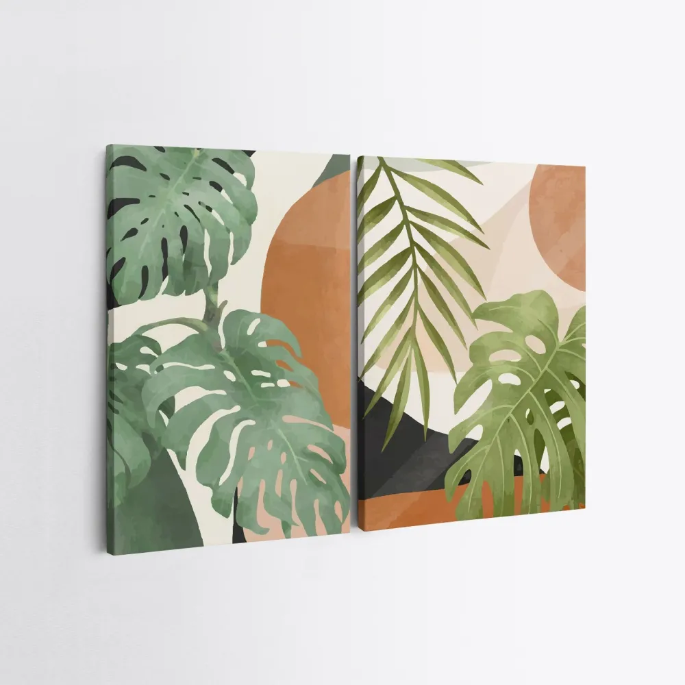 Tablou canvas (2 piese) Wallity 2KNV4299 - 50 x 70, Multicolor