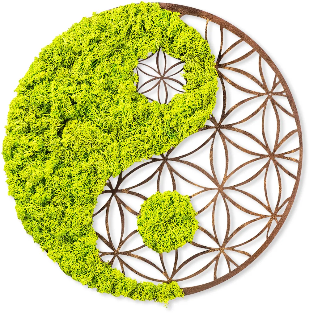 Decorațiune de perete Wallity Yin Yang, Verde / Maro