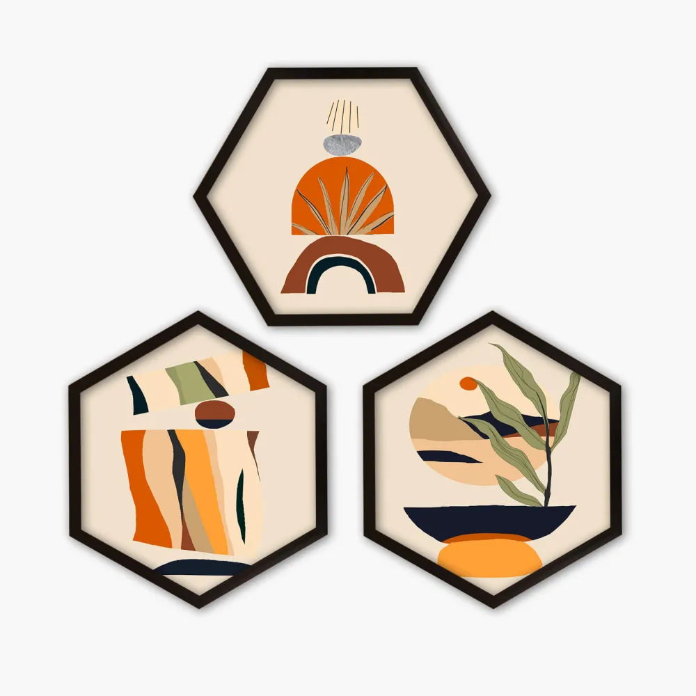 Tablou cu ramă (3 piese) Wallity 6GEN1836152, Multicolor