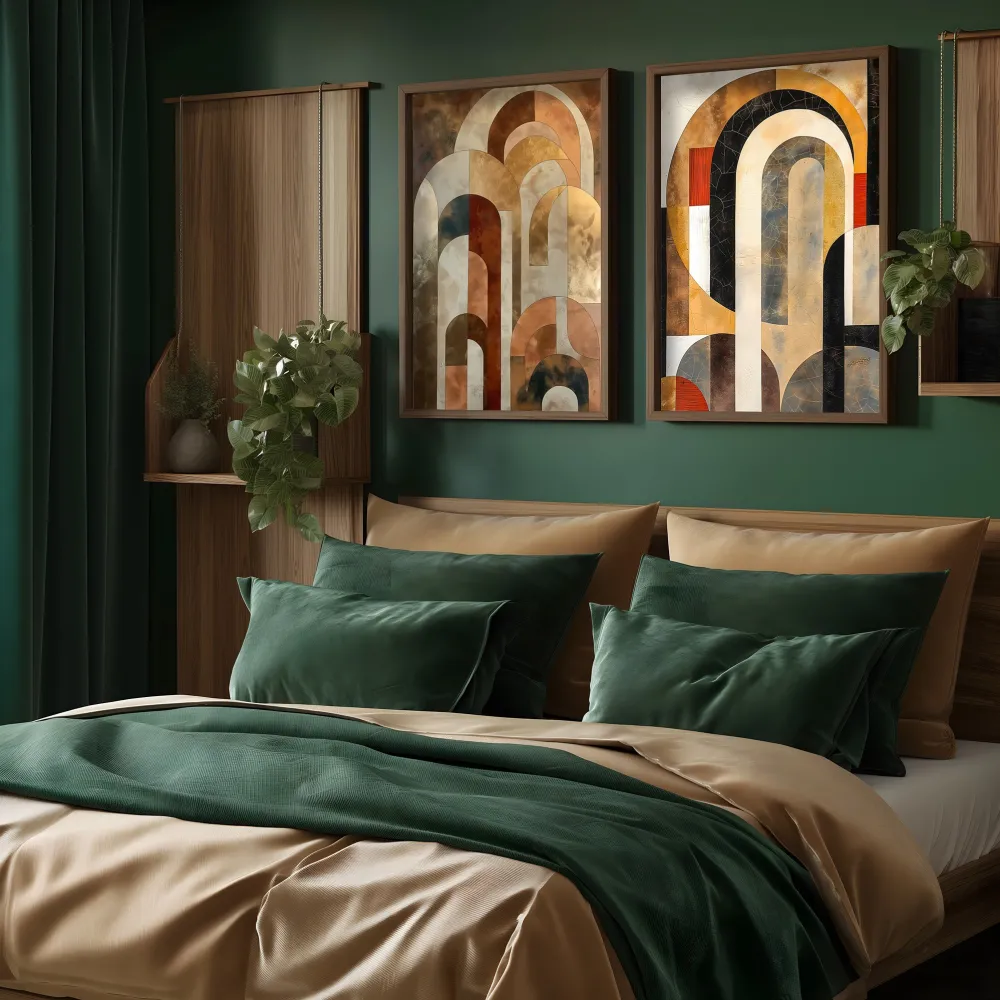 Tablou MDF cu ramă (2 piese) Wallity HUM104, Multicolor