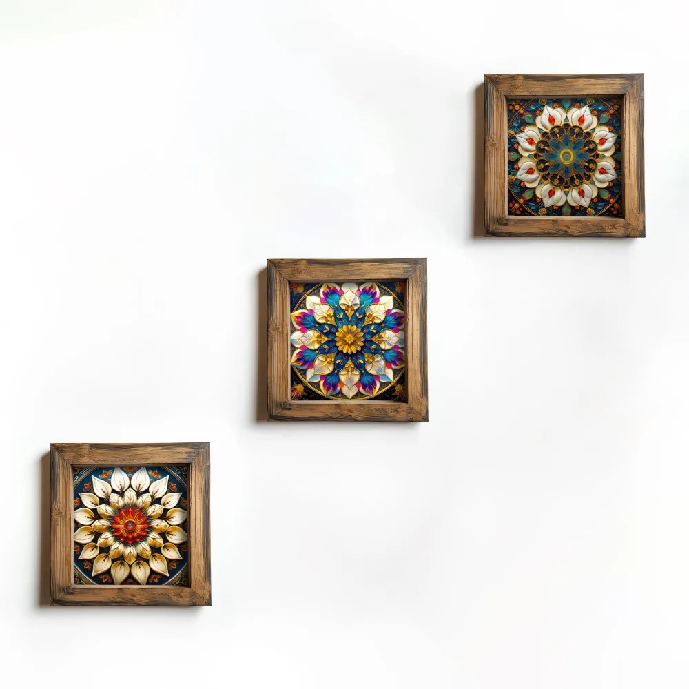 Tablou MDF cu ramă (3 piese) Wallity UKZM067, Multicolor