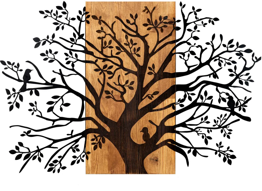 Decorațiune de perete din lemn Wallity Kavak, Negru / Nuc