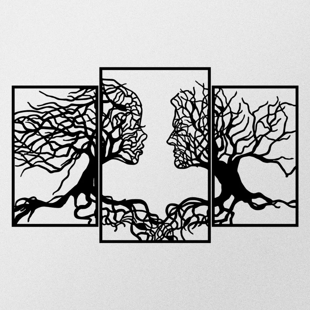 Decorațiune de perete din metal Wallity Love Tree, Negru