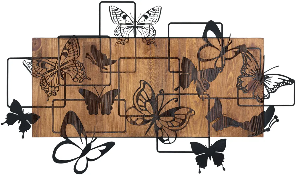 Decorațiune de perete din lemn Wallity Legendary, Negru / Nuc
