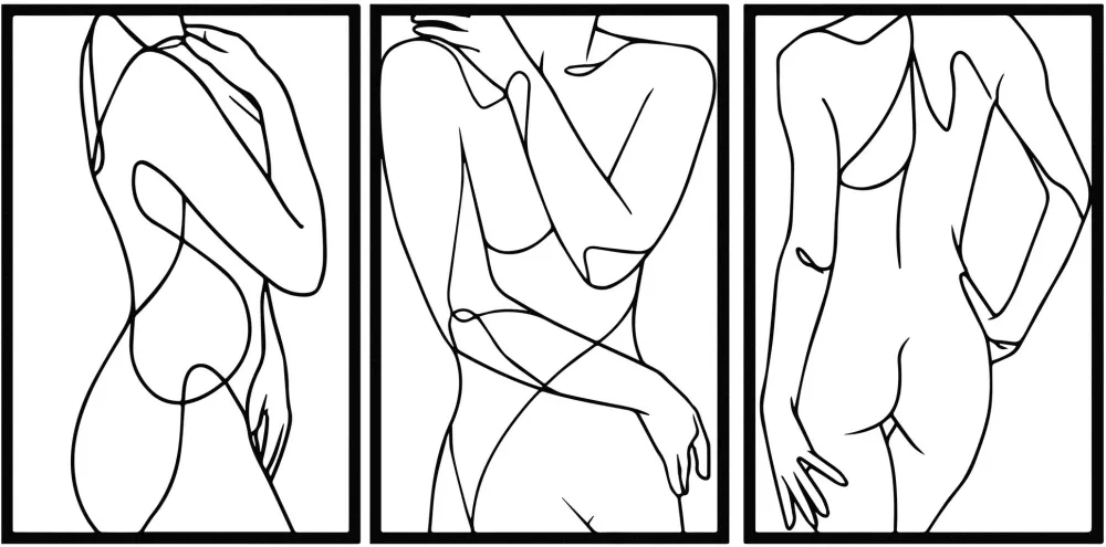 Decorațiune de perete din metal Wallity Sexy Lady 3, Negru