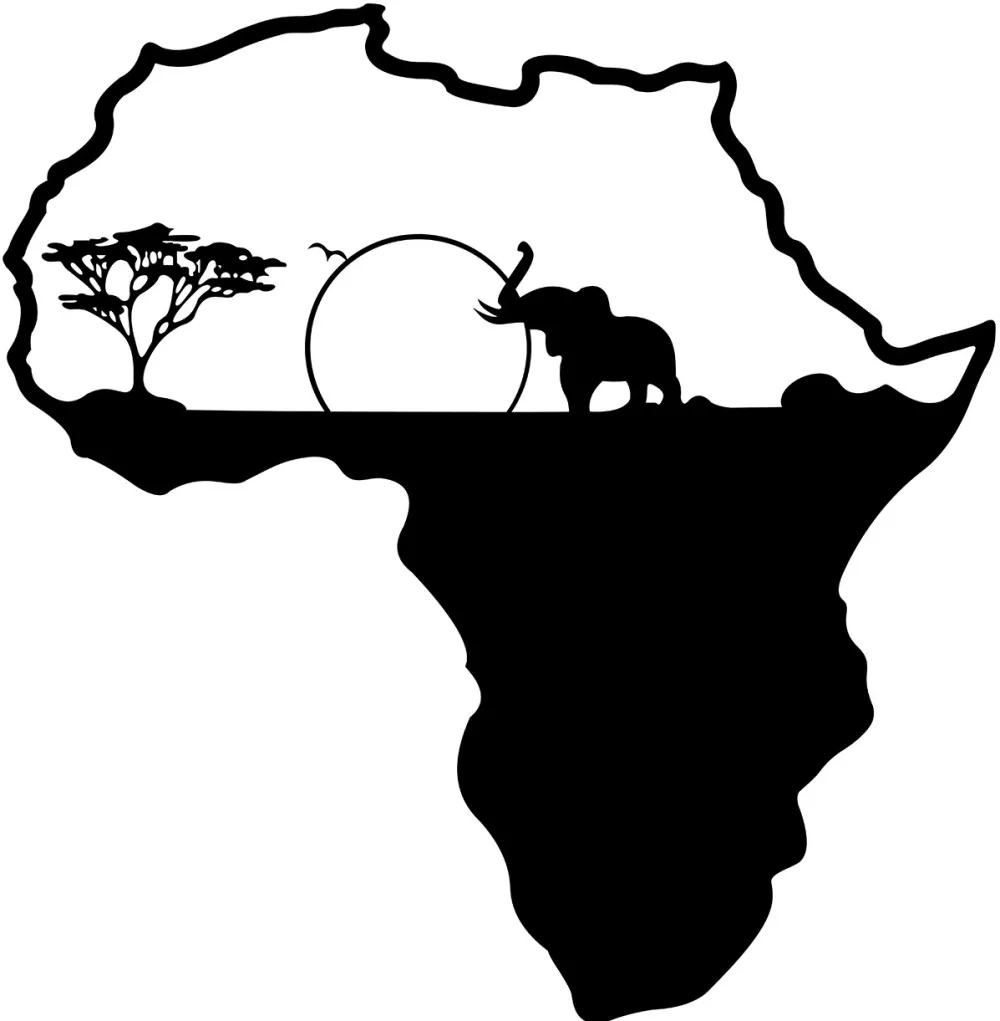 Decorațiune de perete din metal Wallity African 1, Negru