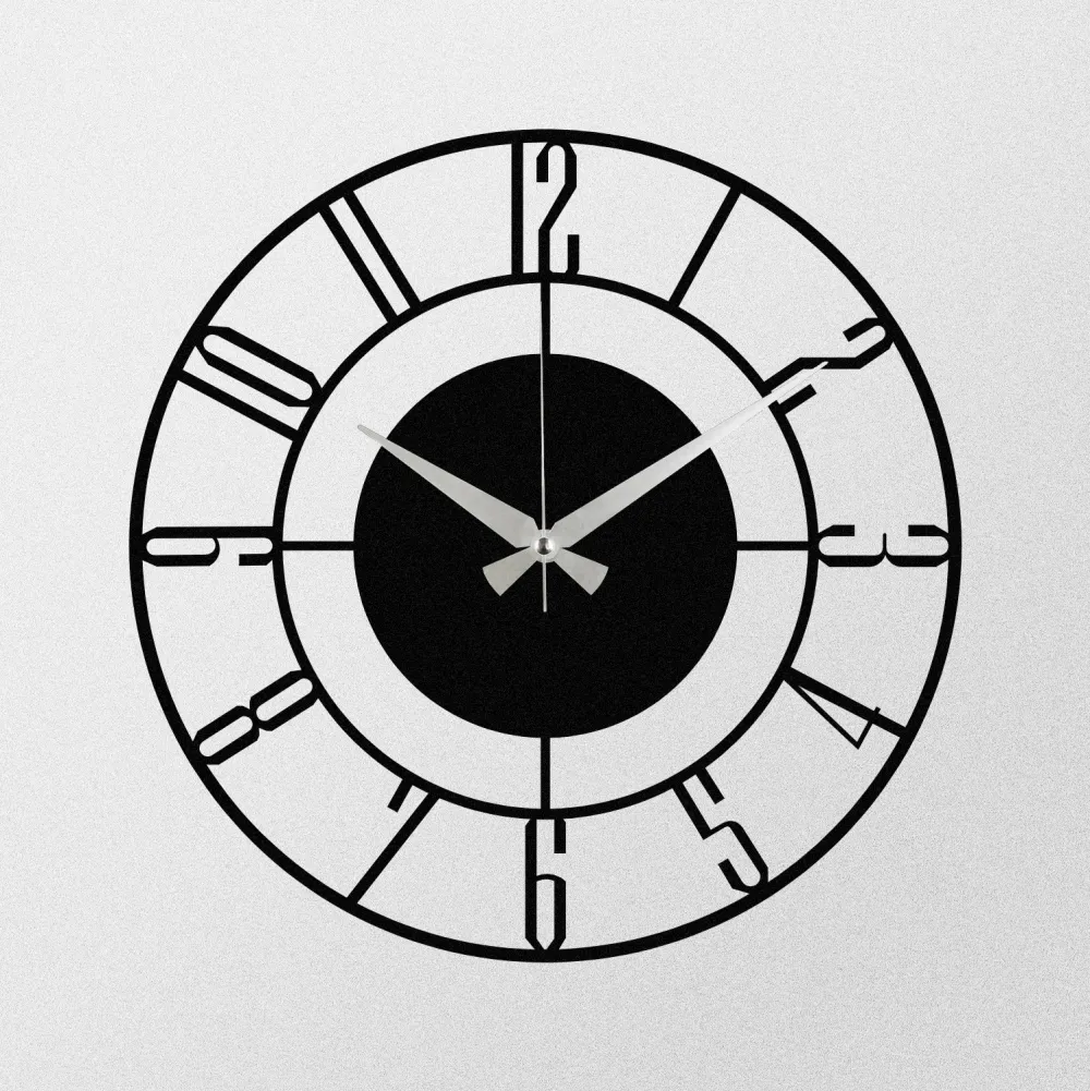 Ceas de perete din metal Wallity Enzoclock - S011, Negru