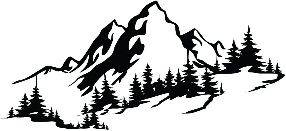 Decorațiune de perete din metal Wallity Mountain 3, Negru