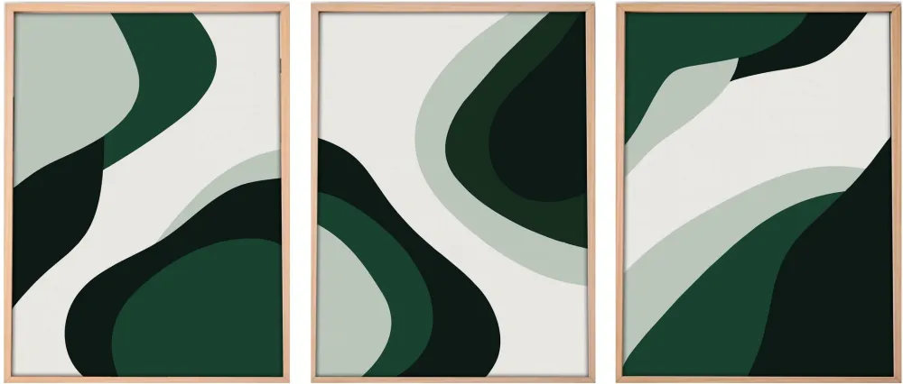Tablou MDF cu ramă (3 piese) Wallity Huhu204 - 50 x 70, Multicolor