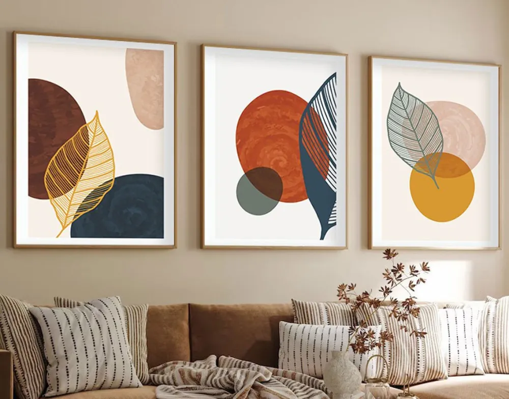 Tablou MDF cu ramă (3 piese) Wallity Huhu209 - 30 x 40, Multicolor
