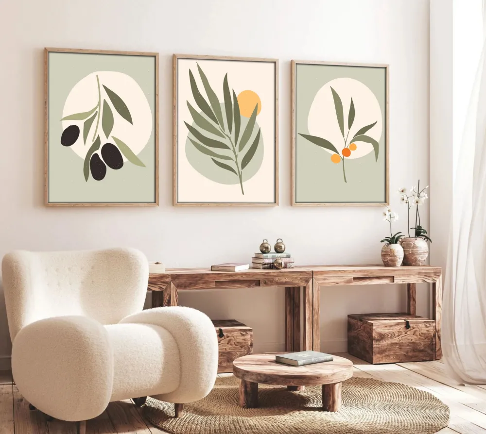 Tablou MDF cu ramă (3 piese) Wallity Huhu116 - 30 x 40, Multicolor