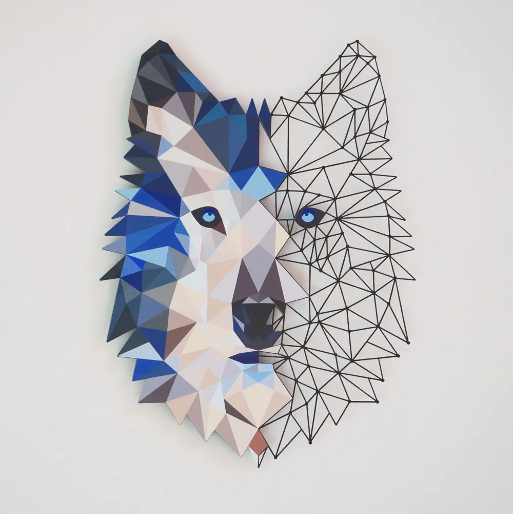Decorațiune de perete din metal Wallity Metal Wolf Wall Art - APT721, Multicolor