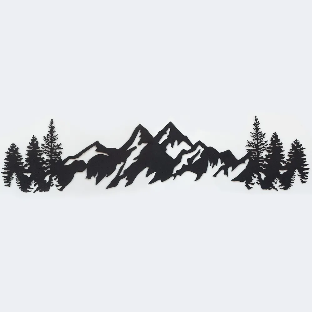 Decorațiune de perete din metal Wallity Mountains Metal Wall Art - APT630, Negru