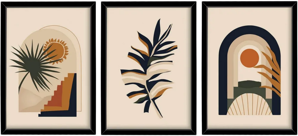 Tablou MDF cu ramă (3 piese) Wallity 3P3853NISCT-003, Multicolor