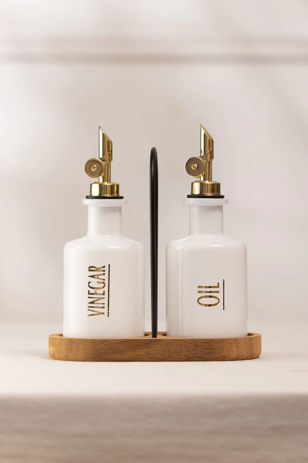 Set recipiente pentru ulei (2 piese) Hermia Marbella Bambu, Alb