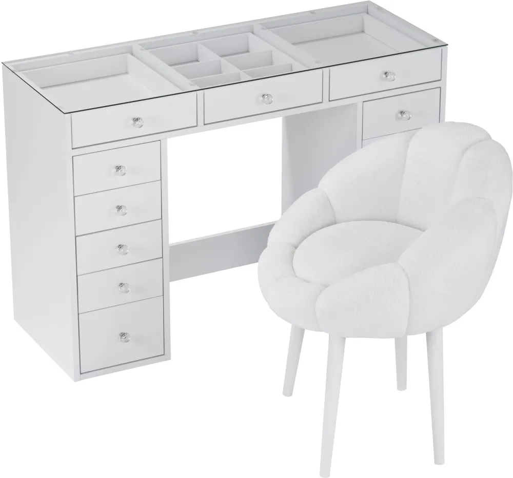 Set masă de toaletă cu scaun (2 piese) Hanah Home Eloria, Alb