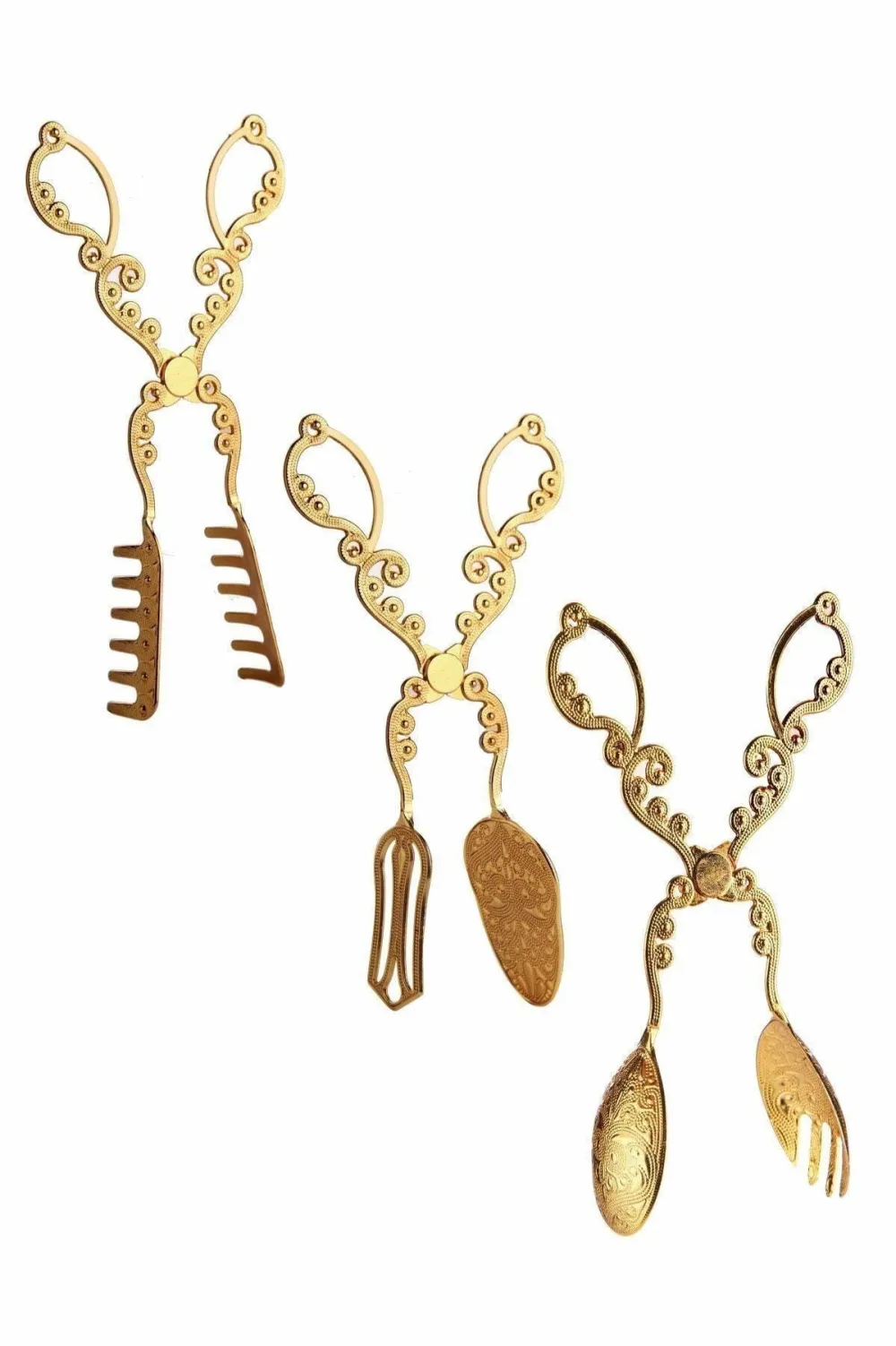 Set clești de servire (3 piese) Hermia PLT0418, Auriu