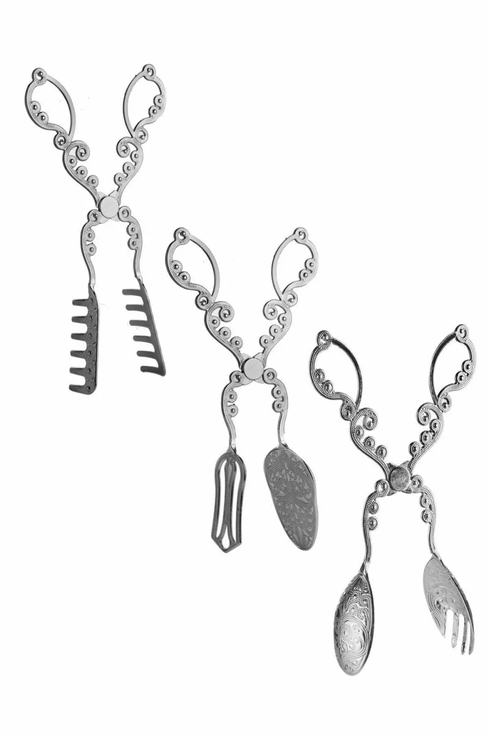 Set clești de servire (3 piese) Hermia PLT0419, Argintiu