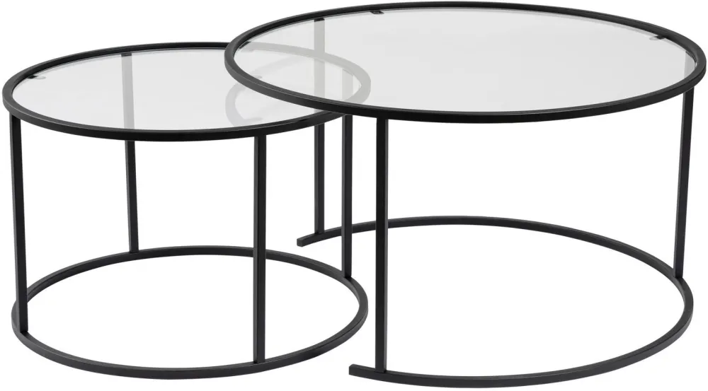 Set măsuțe de cafea Hanah Home Aurum - 80, 60, Negru / Transparent