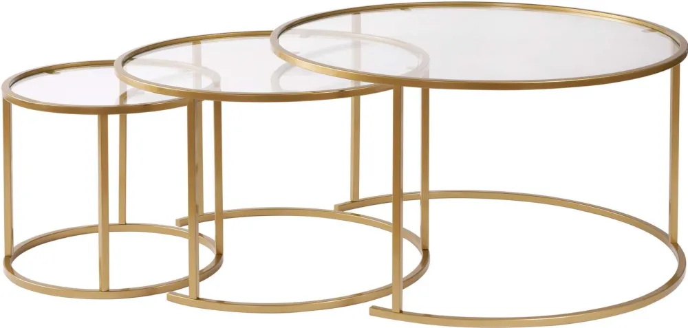 Set măsuțe de cafea Hanah Home Aurum - 80, 60, 42, Auriu / Transparent