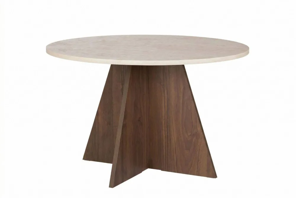 Masă de dining Hanah Home Virella, Travertin / Nuc Venezia