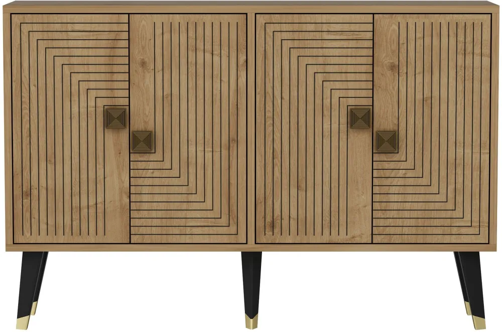Consolă Hanah Home Ahart, Stejar Sapphire / Auriu