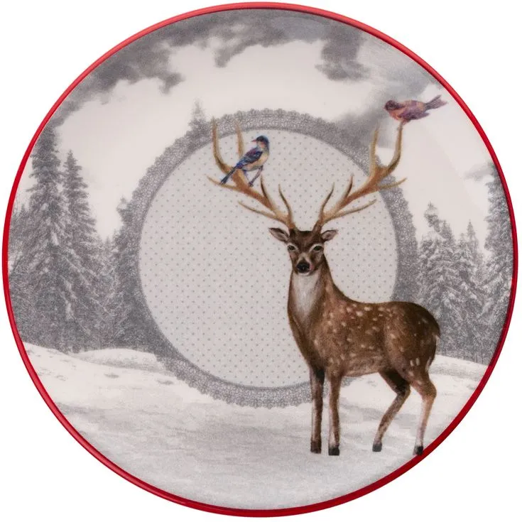 Set farfurii desert (6 piese) Hermia Deer Winter, Multicolor