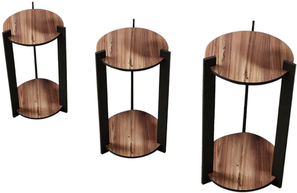 Suport din lemn pentru plante Hanah Home Flower Desk Round, Nuc