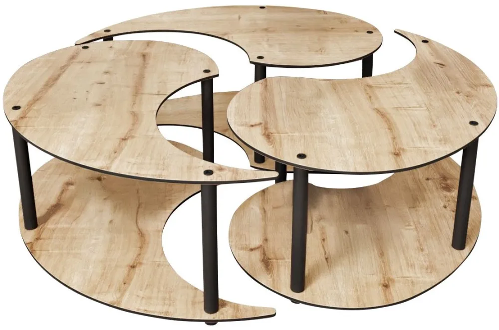 Set măsuțe de cafea Hanah Home Yin Yang 3 70, Stejar