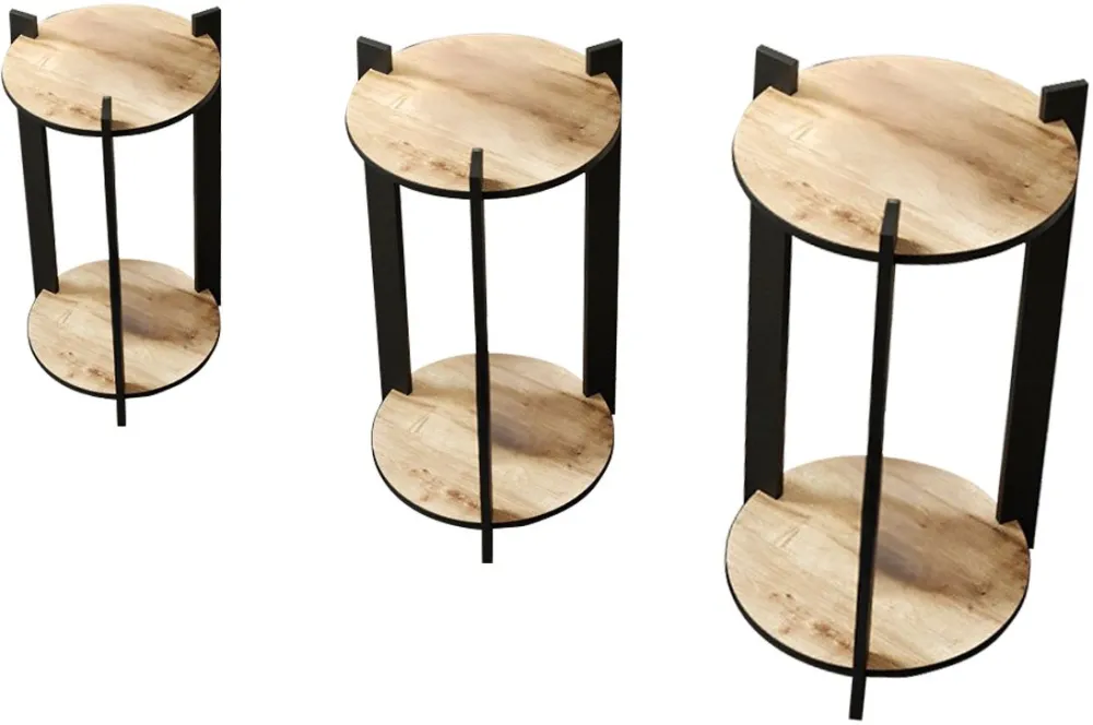 Suport din lemn pentru plante Hanah Home Flower Desk Round, Stejar
