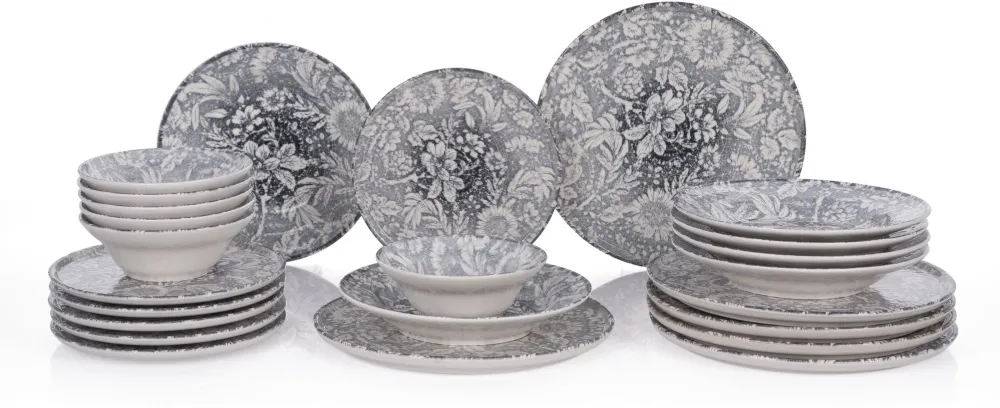 Serviciu de masă (24 piese) Hermia Stone Flower, Multicolor