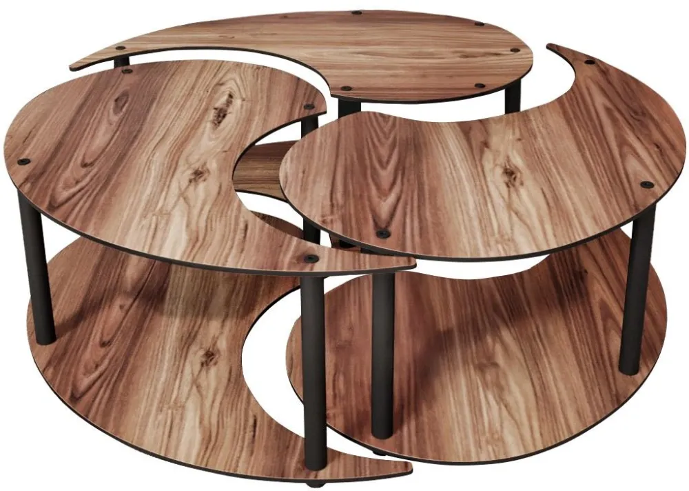 Set măsuțe de cafea Hanah Home Yin Yang 3 70, Nuc