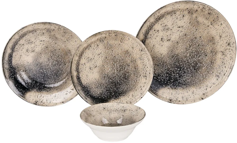 Serviciu de masă (24 piese) Hermia Sesame, Maro / Nurcă / Negru