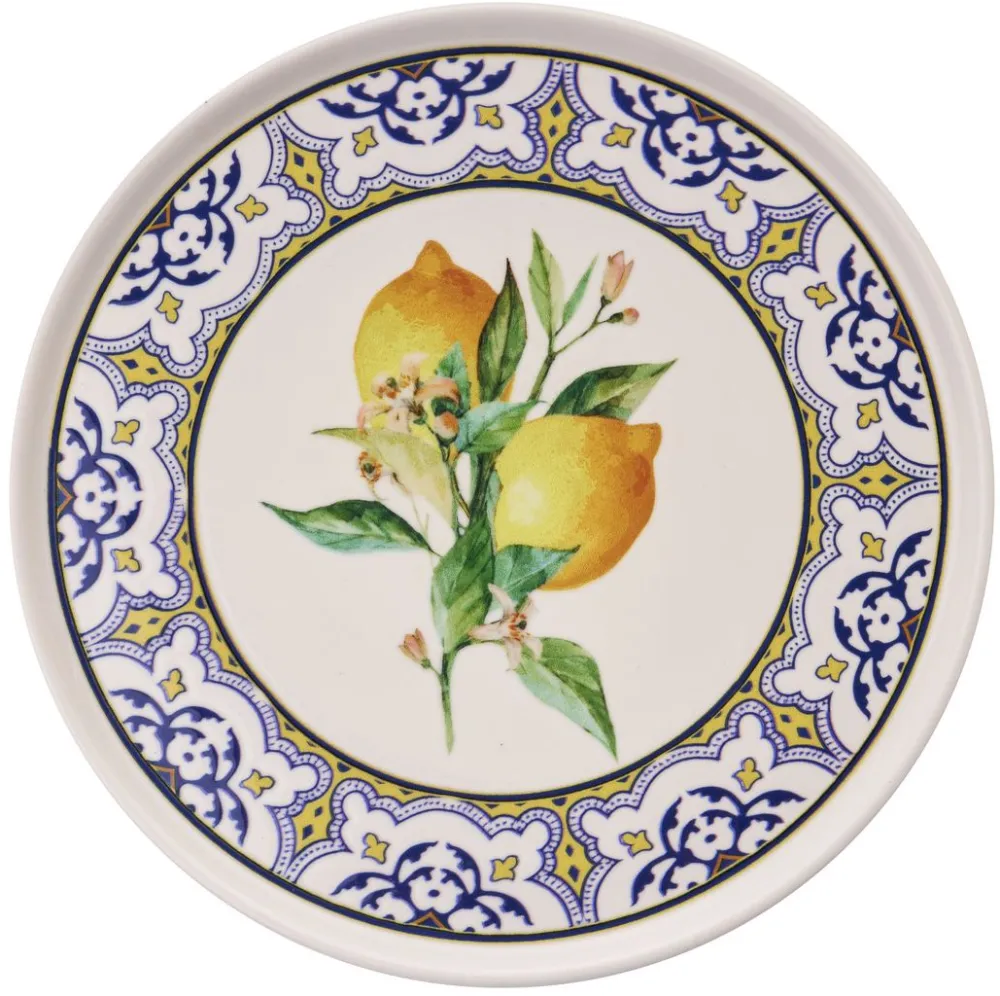 Set farfurii de servire (6 piese) Hermia Lemon Garden, Galben / Albastru / Alb / Verde